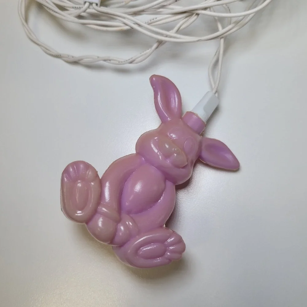 Vintage Rabbit Bunny String Light 8ft Easter Carrots Pastel Blow Tested Working